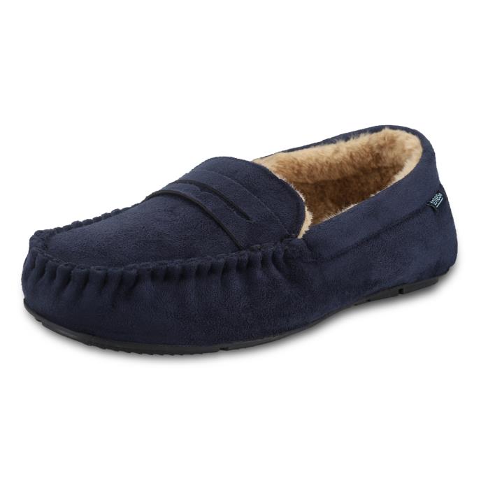 totes toasties® Mens Suedette Moccasin Slipper Navy Extra Image 3